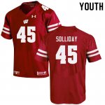 Youth Wisconsin Badgers NCAA #45 Garrison Solliday Red Authentic Under Armour Stitched College Football Jersey BM31E37RL